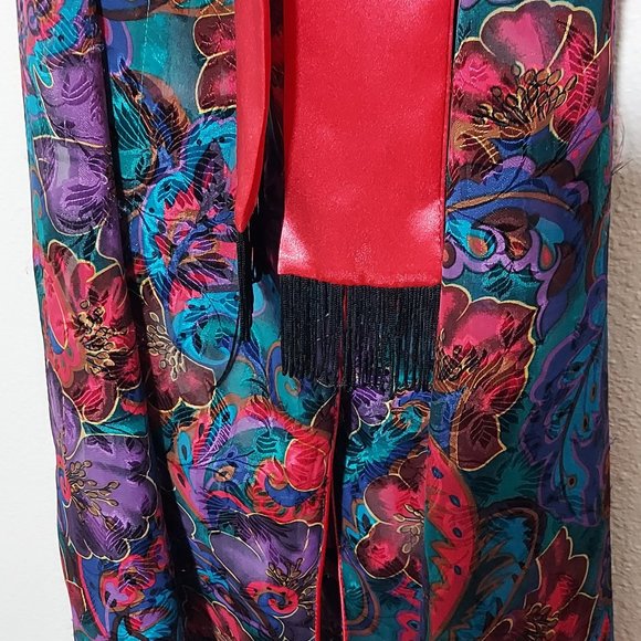 Vintage Victoria Secrets Floral Gold Label Kimono Robe Size PS - Picture 9 of 10